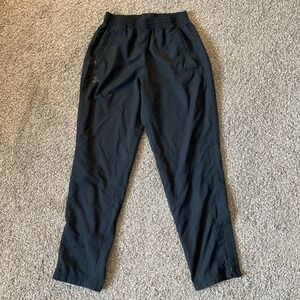 Under Armour Mens Medium Black Loose HeatGear Mesh Lined Track Pants Ankle Zip